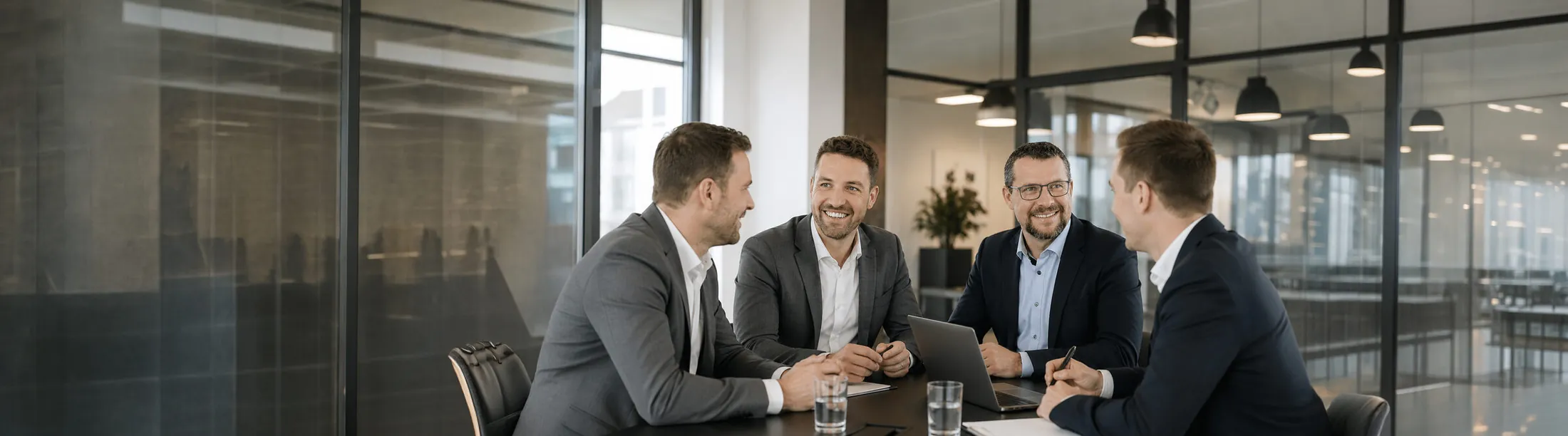 Die vier Steuerberater der Geschäftsführung der ASG im Besprechungsraum